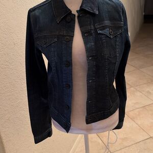 AG Jean Jacket Dark Wash Denim Fitted Closet Staple Casual Western Layering S